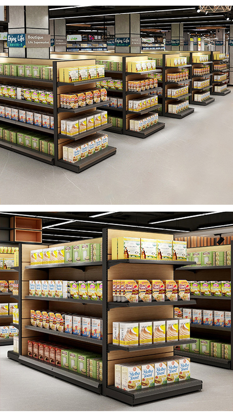 Stable Modern Supermarket Display Shelving System