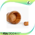 Handmade Spice Gadgets Bamboo Mortar And Pestle Shrink Wrap Packing