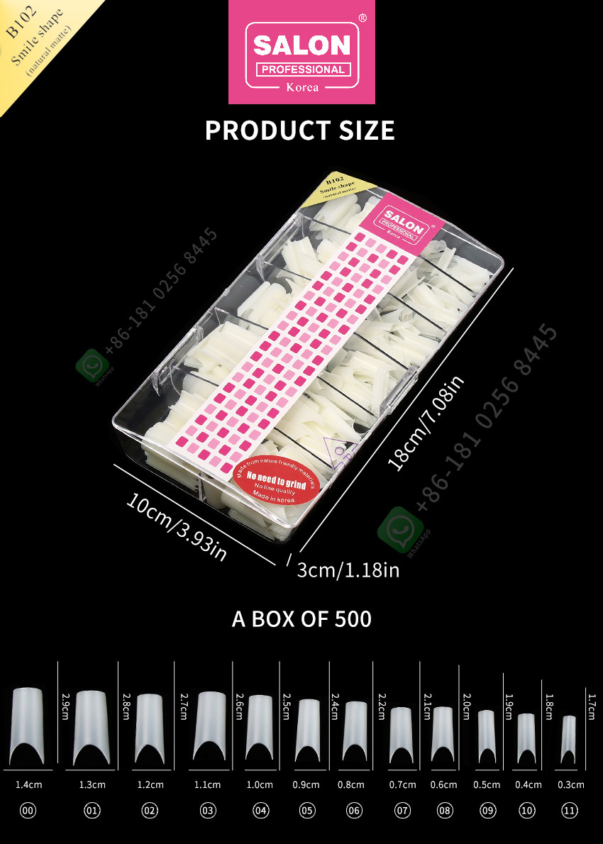 Smile Shape Matte False Nail Tips High Quality Custom Nail Half Tips Manicure Tip for Nail Art Salon
