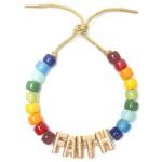 Initial Letter Bohemian Name Forte Beads Bracelet With 14k Gold Plated Brass