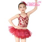 Fancy Kids Dance Costumes Floral Sequin Dress Matching Tulle Tutu Skirt
