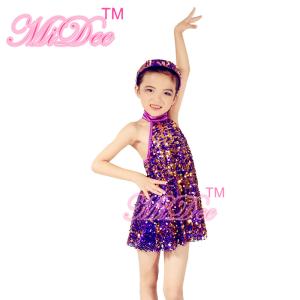 China Adult Jazz Dance Wear Full Sequin Halter Neck Dress With Matching Hat factory