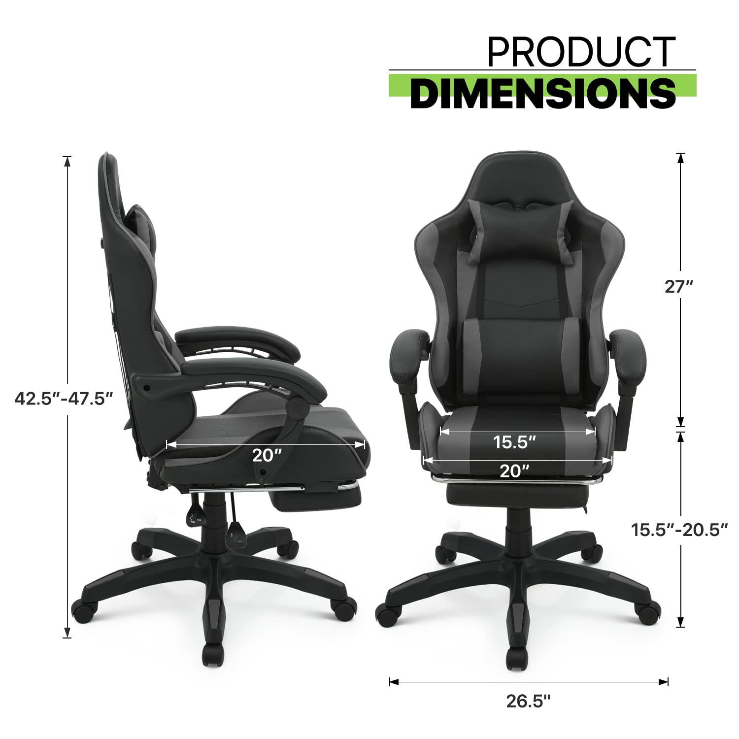 Computer Office Gaming Chair in Customized Color with Footrest Headrest Lumbar Support