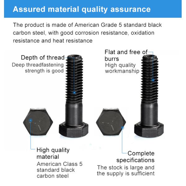 Steel Hexagon Head Cap Half Thread Bolt Screw UNC 1/4-20 7/16 1/2-13 ANSI/ASME B18.2.1 Grade 5