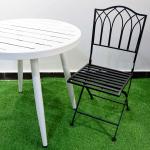 Outdoor Bistro Garden Cafe High Back White Wrought Iron Metal Folding Chair for