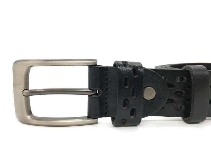 Hollow Out Mens Casual Leather Waist Belt For Pants With Pin Buckle