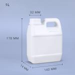1L Square Plastic Jerry Can For Liquid Packaging 100% Material Resistant To