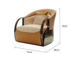 High End Hotel Lobby Furniture Genuine Leather Stainless Steel Armrest Single