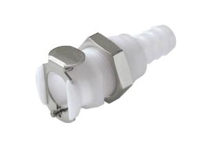China POM Quick Connect Fluid Coupling Hose Barb Natural White With Vavle factory