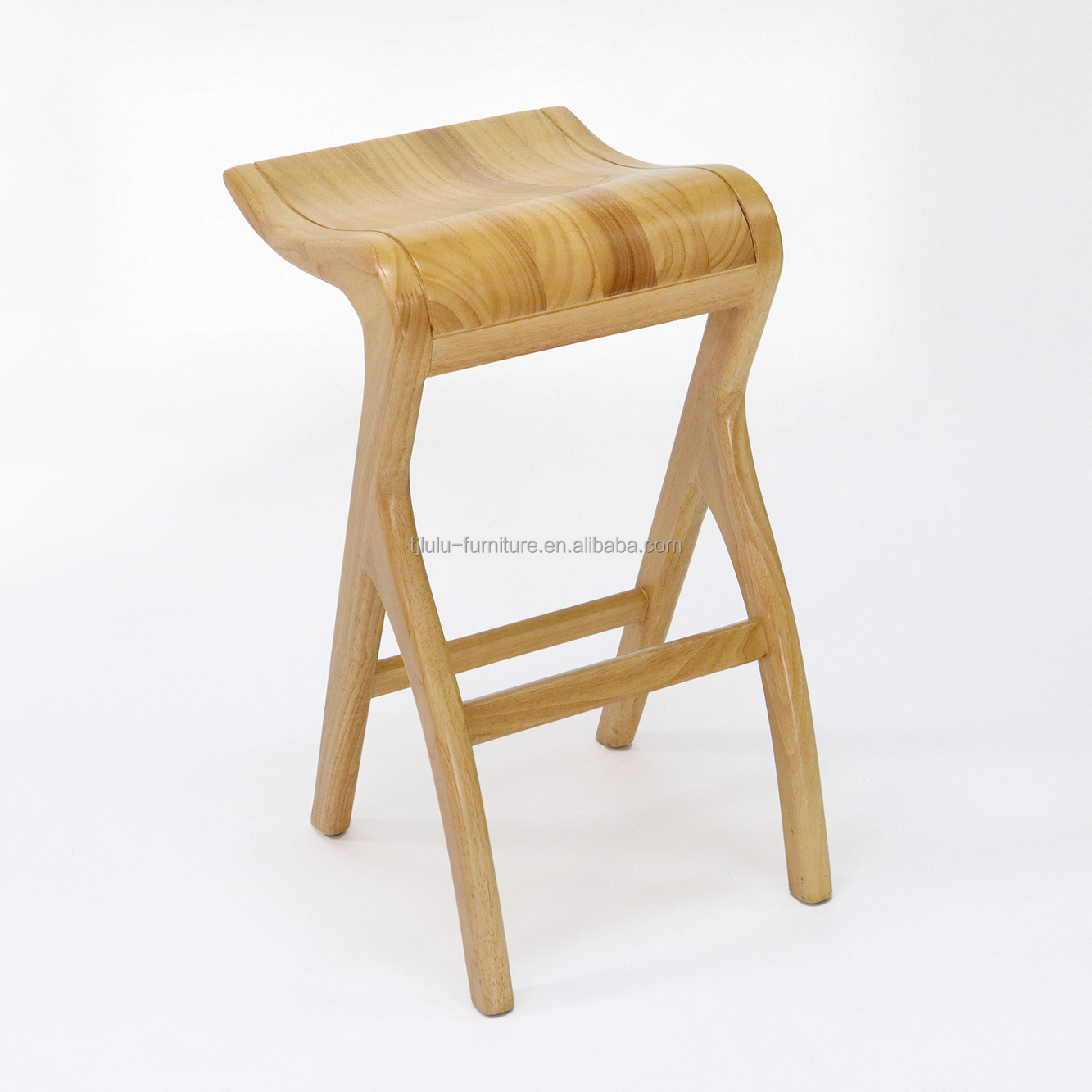 Home Bar Essential Lacquered Solid Wood Bar Stool with High Living Room Chair