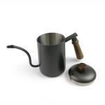 Black Stainless Steel Coffee Pot Coffee Drip Kettle With Wooden Handle