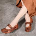 S428Spring And Summer Flowers Hollow Sweet Temperament Leather Handmade Women'S