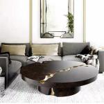 3ft 4ft Black White Round Natural Stone Top Coffee Tables For Kitchen Crack