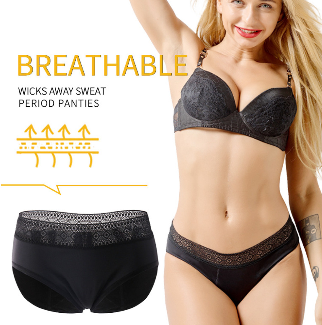 Lace Plus Size Menstrual Panties For Heavy Flow Underwear Sexy 4 Layers Girls