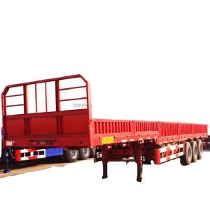 China Semi-Trailer Aotong Tri Axle 13m General Stepped Cargo Trailer with Flat Bed Side Walls factory