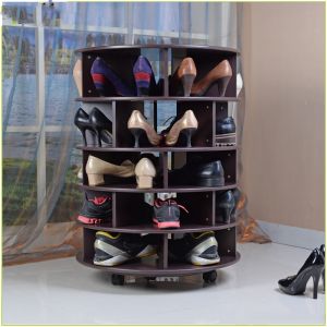 60cm Diameter Entryway Rotating Shoe Rack With Moving Wheels