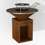Outdoor 1000mm Diameter Corten Steel Wood Charcoal BBQ Grill With Rust Finish