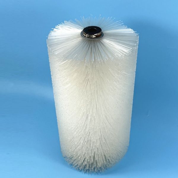 Close-up view of roller brush bristles and construction
