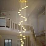 Duplex building living room lamp creative ingot crystal villa pendant light