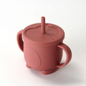 High Flexibility Drinking Silicone Cup With Straw And Printed 155g