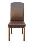 PU/leather upholstery beech wood wooden dining chairs with Antique bronze