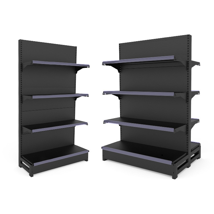 Customized Supermarket Display Shelves Single Side Metal Gondola Shelving Retail Store