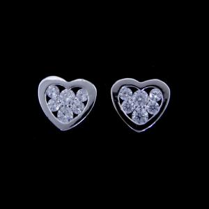 China Personalized Cubic Zirconia Heart Earrings Sterling Silver 925 Blank Design factory