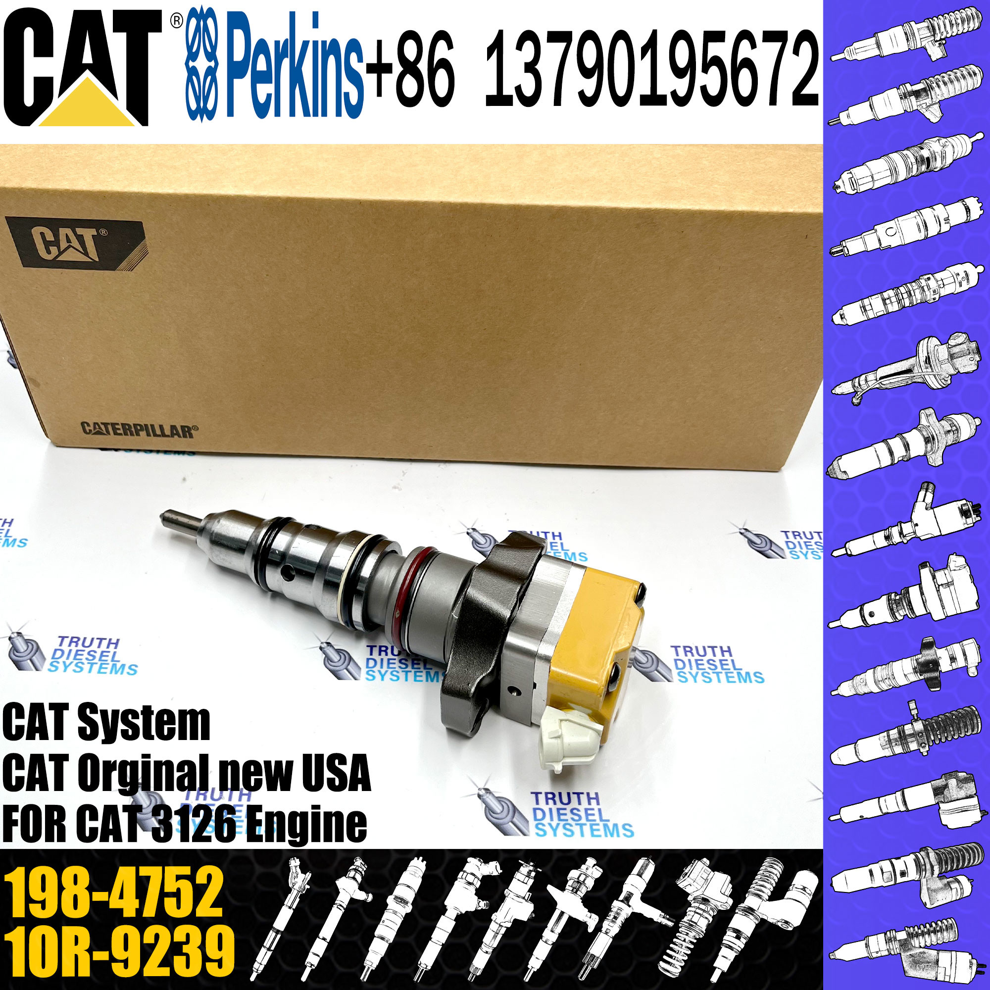 Diesel fuel injector 174-7527 232-1183 OR-9350 111-7916 173-4059 174-7527 198-4752 for C-A-T 3126 E Diesel Engine
