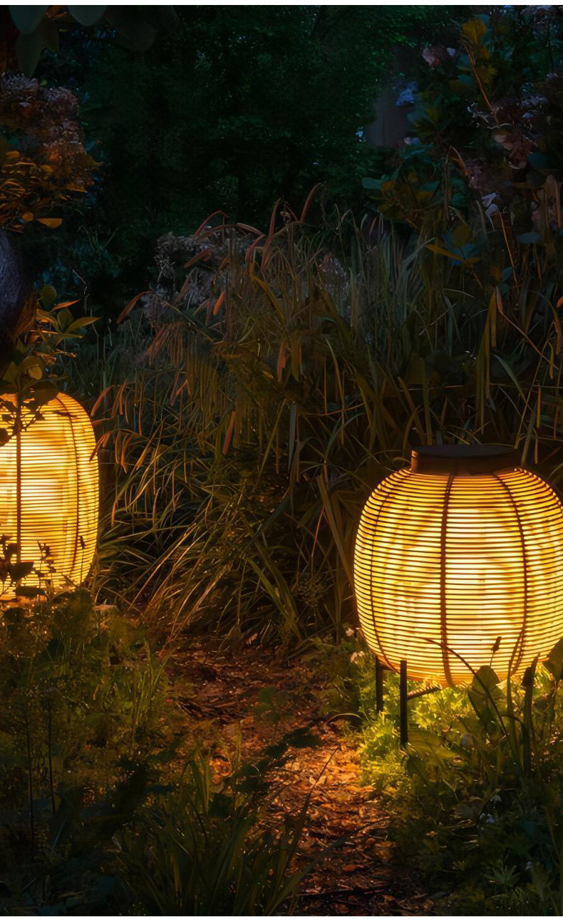 Outdoor Rattan Decorative Portable Waterproof Floor Lamp Solar Garden Light