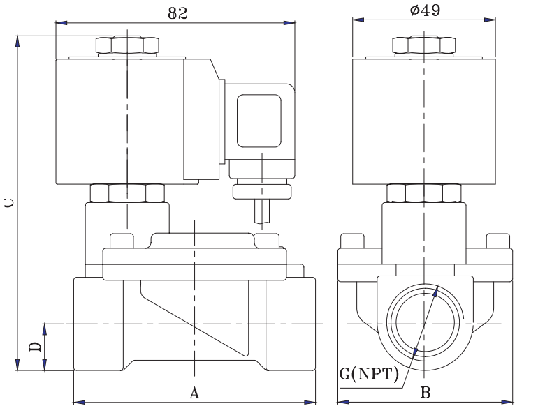 1 1/2'' Under Water Music Fountain Solenoid Valve Stainless Steel IP68