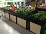 supermarket Wood Produce Display Table with lifting door