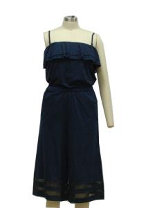 China Summer Sleeveless Ladies Casual Jumpsuits Two Big Ruffle Bottom Romper factory