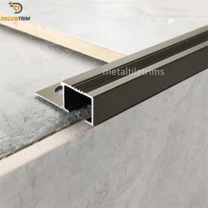 China Anti Slip Box Shape Metal Step Edge Protector Matt Bronze Stair Nosing Tile Trim factory