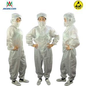 China SGS White Blue 0.35kg 10000 Class Cleanroom ESD Smock factory