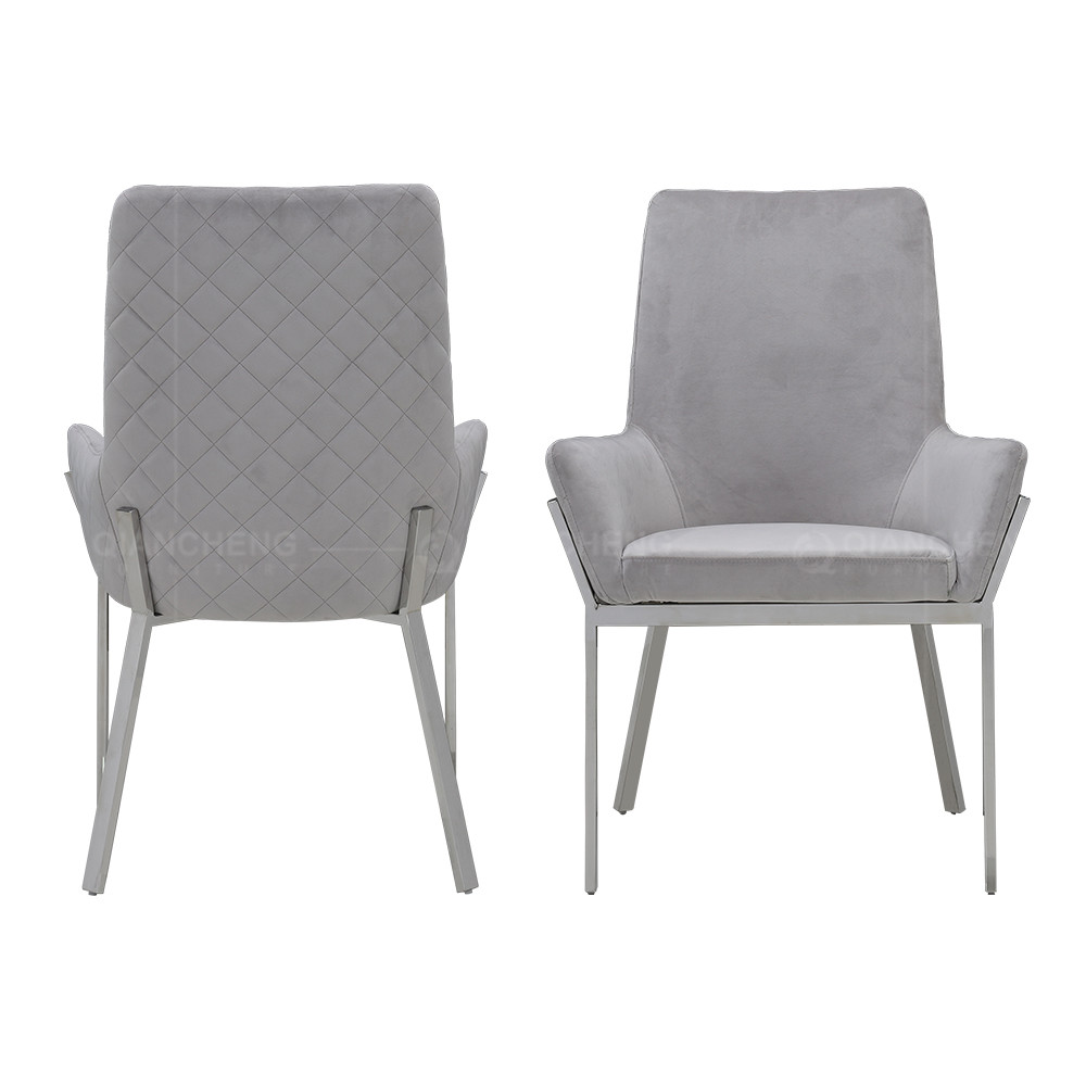 NO Folded OEM Velvet Dining Room Chairs Stainless Steel Metal Legs Dining Chairs