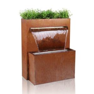 China Outside Garden Decor Rusty Corten Steel Pool With Waterfall Herb Planter factory
