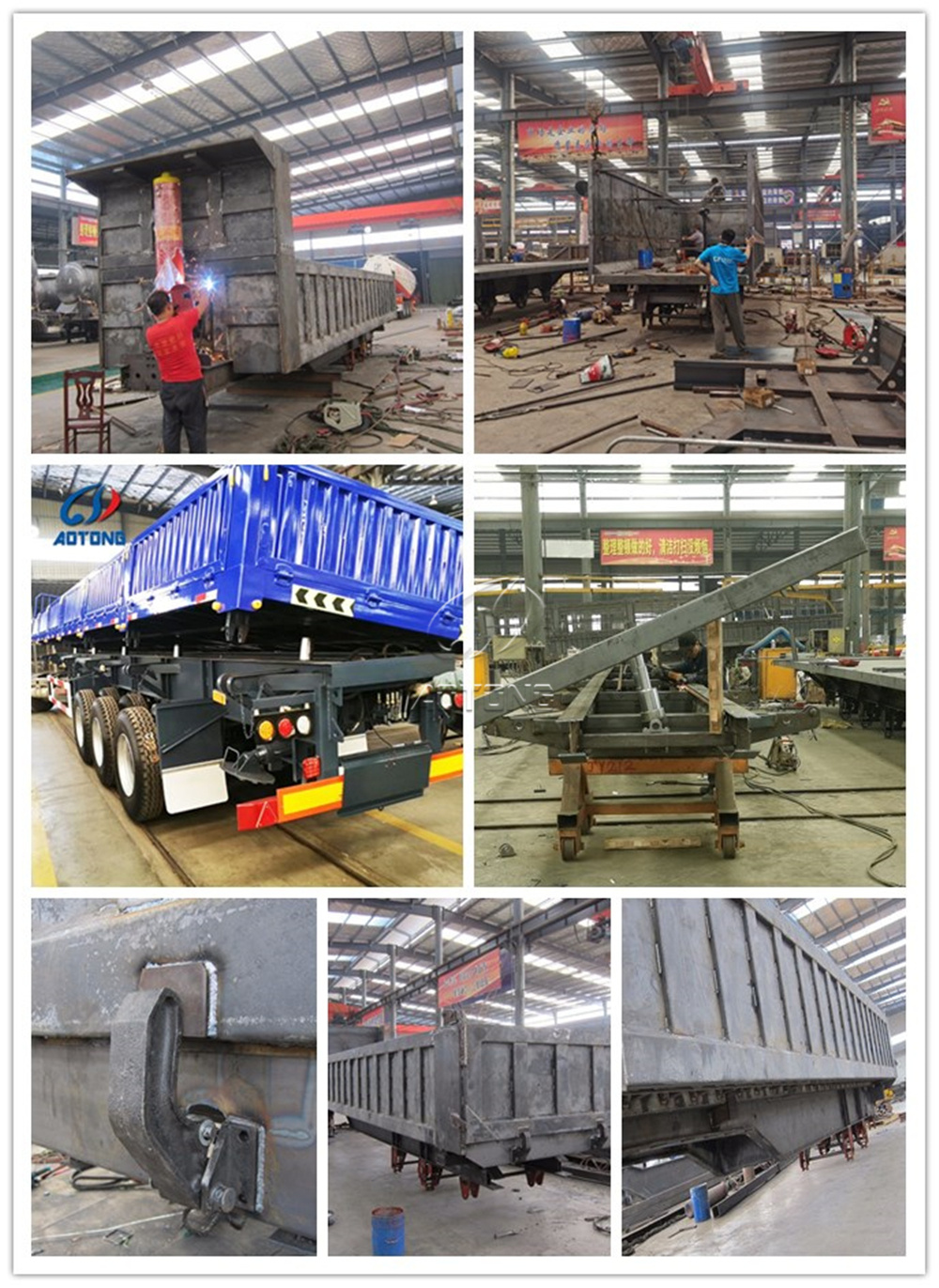Standard Landing Gear 60 Cubic Meter Hydraulic Side Tractor Tipper Dump Semi Trailer