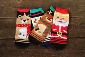China Fancy cartoon christmas patterned design winter cotton socks for women factory