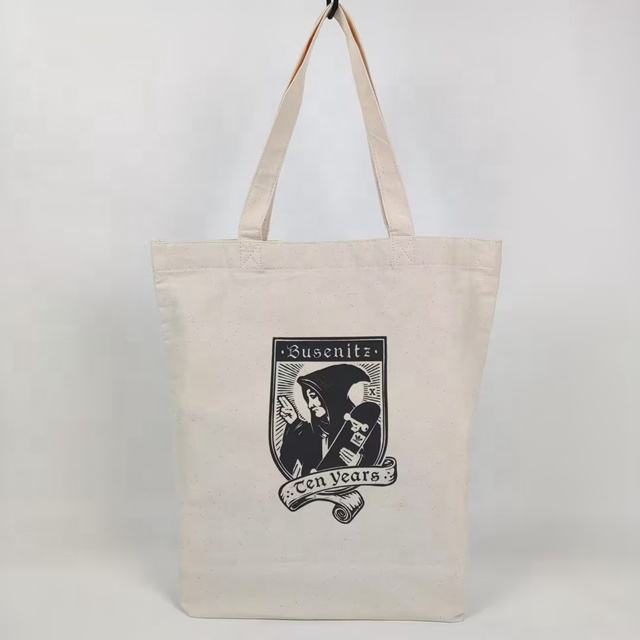 Custom Logo Shopping Tote Bags with High Capacity and 100% Cotton Canvas Beach Bags