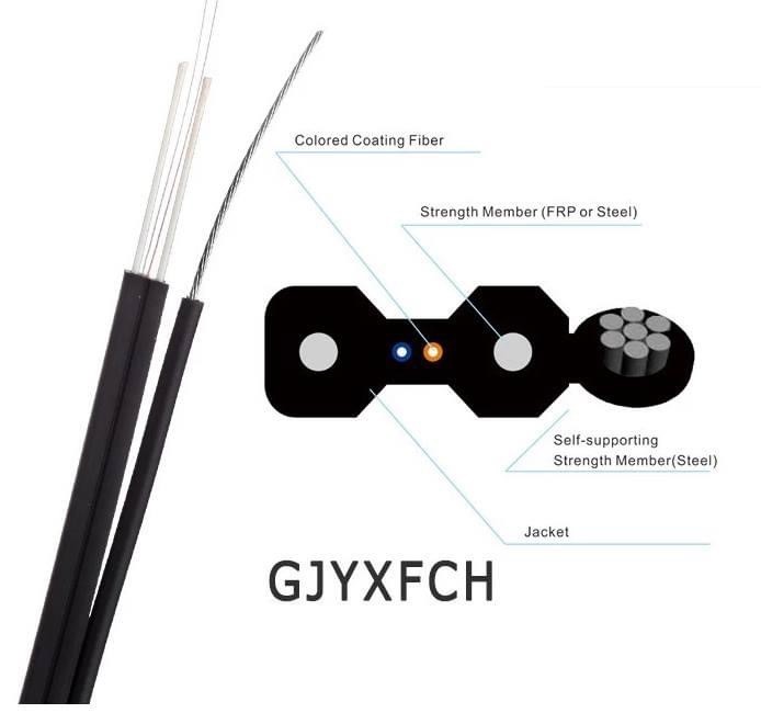 Fiber Optic Cable 1 2 4 Core GJYXCH/GJYXFCH Steel Wire FTTH Drop Cable G657A For Outdoor