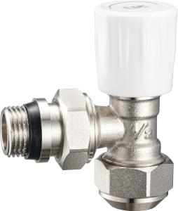 China 4303 Multi-turn Brass Angle TRV Valve Radiator Supply Valve DN15 Nickel Plated w/ AL-PL Adapter x Flexible Male Nipple factory