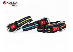 China Nylon Reflective Dog Collar 4 Size, Adjustable with Green Blue Orange Colors factory