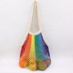 Organic Cotton Big Net Bag Womens Shopping Mesh Bags With Custom Logo Pocket