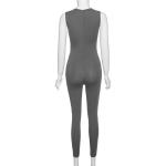 Sport Style Sleeveless Women Bodycon Jumpsuit O Neck Zipper Up