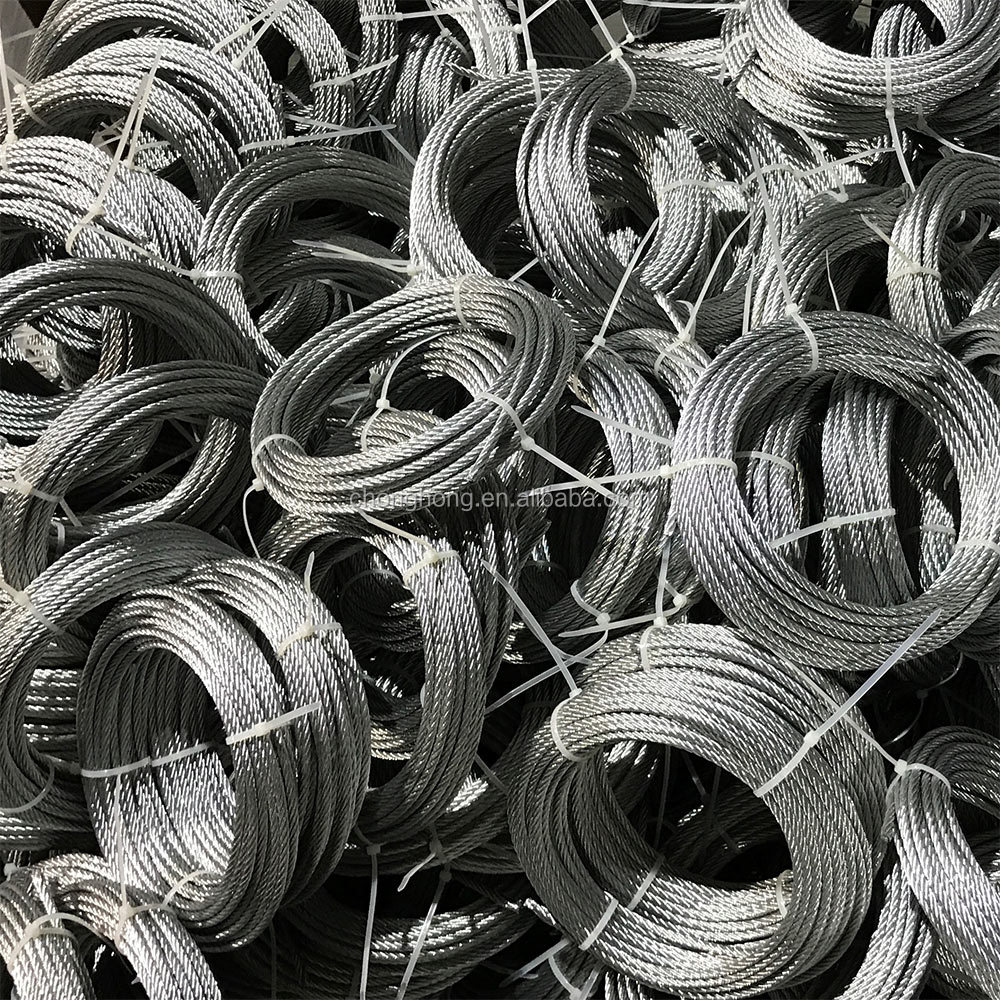 Carbon Steel Silver Grade High Tensile Strength Cable MIL-DTL-83420 1/16" to 3/8" 7x7 7x19 Galvanized Aircraft Wire Rope