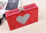 Wedding Hard Case Acrylic Clutch Bags , Ladies Red Clutch Bag With Silver Heart