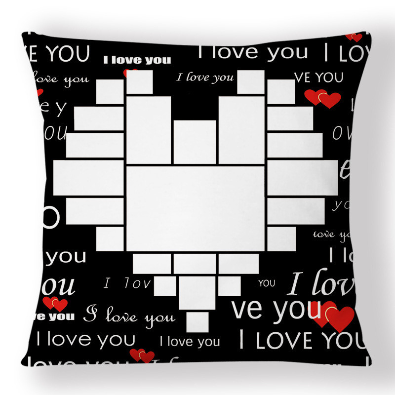 Personalized Sublimation Pillow Cover With Big Heart For Valentine's Day