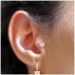 Clear Gems ear cartilage earrings Gold Flower Ear Piercing Jewelery 18G