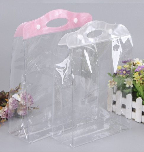 Transparent EVA Plastic Bag , Clear Cosmetic Bags With Carry Handle