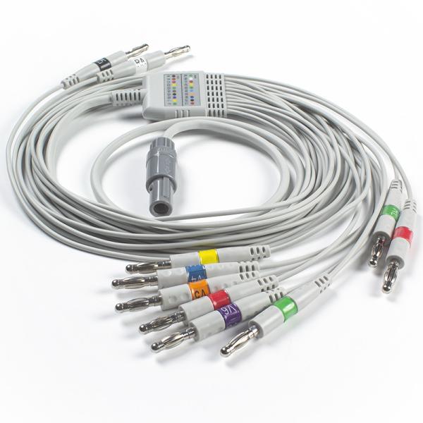 Welch Allyn RE-PC-AHA-BAN SE-PRO-600 EKG Cable And Leadwires 14 Pin IEC Banana 4